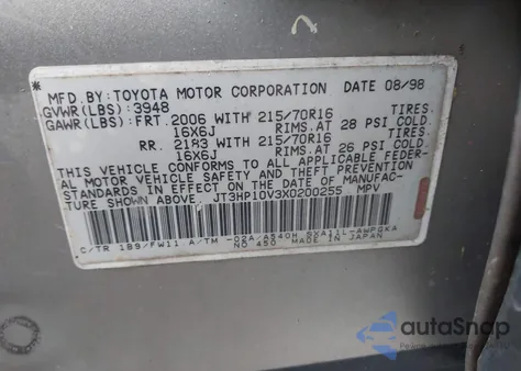 1999 Toyota Rav4 from USA, damaged, VIN JT3HP10V3X0200255